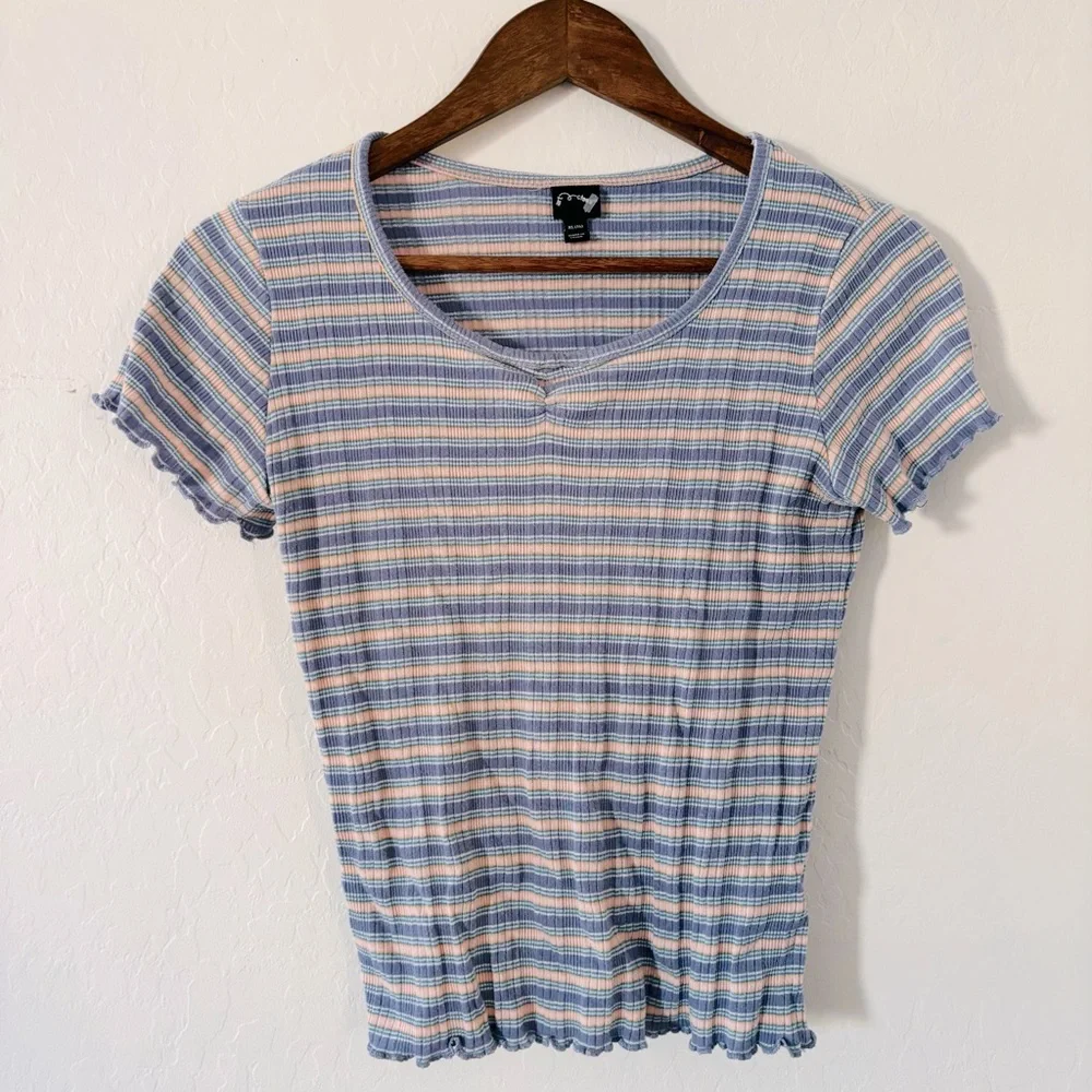 art class Girls Blue and Pink Striped Short Sleeve Top Size 14
